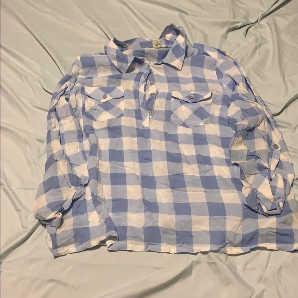 Plus Blue Plaid Button-up